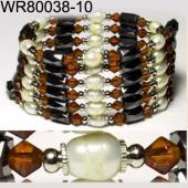 36inch Coffee Glass, Freshwater Pearl Magnetic Wrap Bracelet Necklace All in One Set